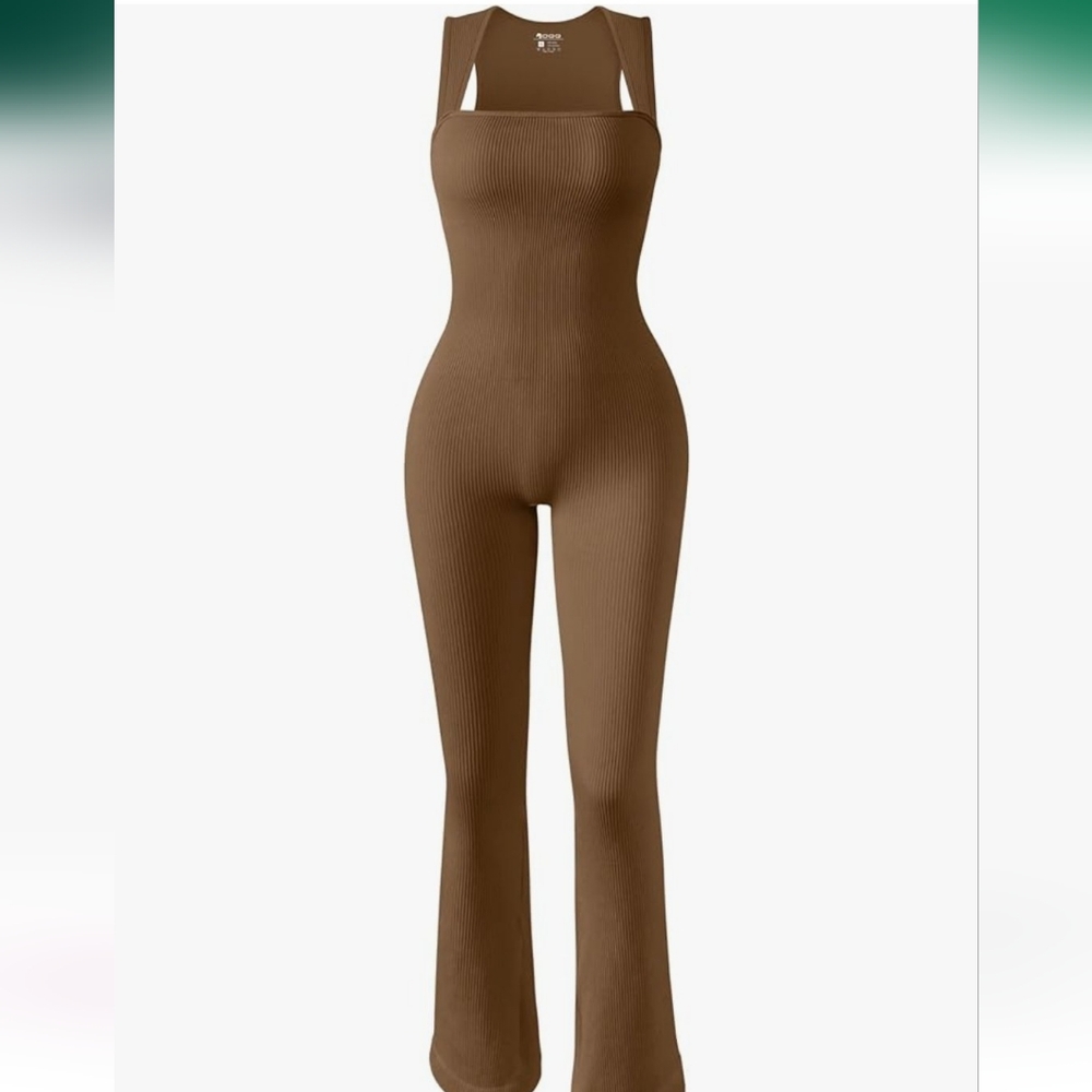 Elegant Brown Ribbed Jumpsuit